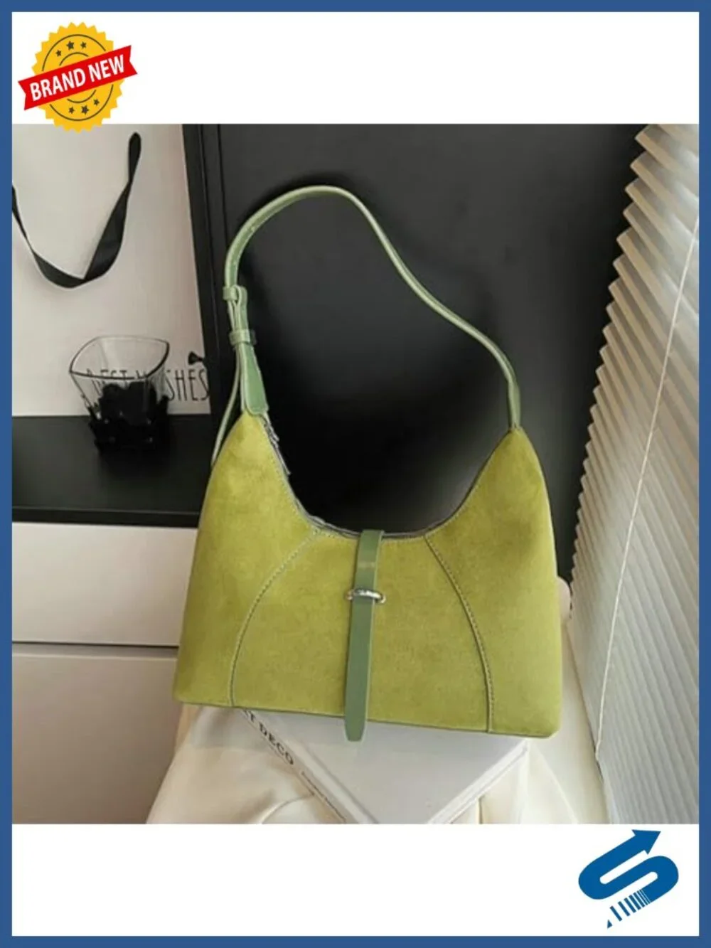 Suede Crescent Shoulder Bag Small Hobo Crossbody Purse